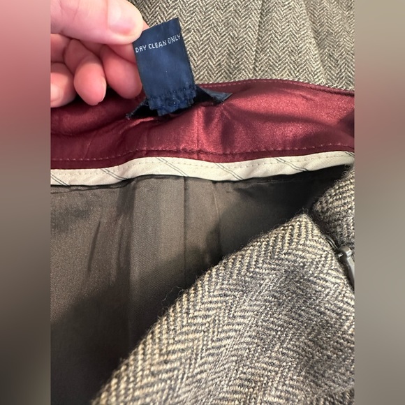 Vtg J.CREW 100%Wool Herringbone Skirt A-Line Brown Tan Vintage Blue Label Pleat - Picture 7 of 9